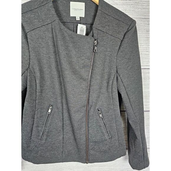 Catherine Malandrino Runway Style Moto Style Biker Jacket Grey Size Large - Picture 3 of 5